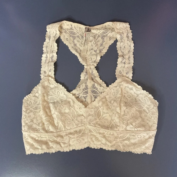 Intimately Free People Womens Lace Cross-back Bralette Off White Size Small‎ - Picture 1 of 3
